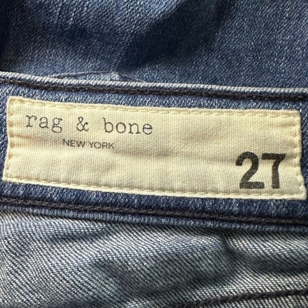 Rag & Bone Mazie Jeans Sz 27x25.5 Double Indigo Tuxedo Racing Panel Crop Skinny - Picture 10 of 14